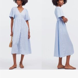 Madewell Cassie Button-Front Midi Dress in Linen